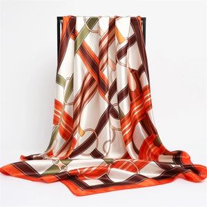 Square Scarf Satin Satin Like Equestrian Horse Buckle Print Luxury Vintage Fashion Headscarf Shawl For Women