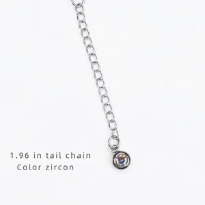 Rallonge de chaîne de 5cm en acier inoxydable avec charm en zircon arc-en-ciel