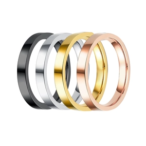 Minimalist titanium steel ring set in black, silver, gold, and rose gold finishes