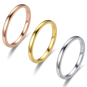 Minimalist 2mm titanium steel stacking rings set in silver, gold and rose gold