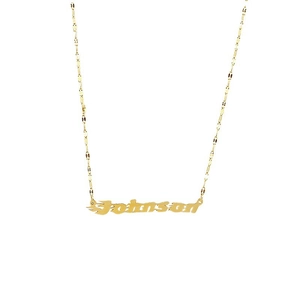 Collier prénom personnalisé 2022 doré avec pendentif Johnson sur chaîne fine métal