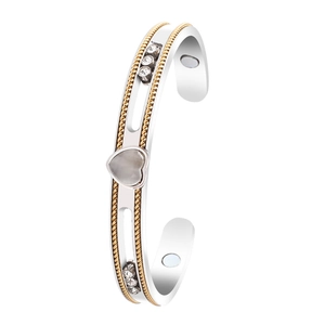 Titanium steel magnetic health bracelet with opal heart and crystal accents
