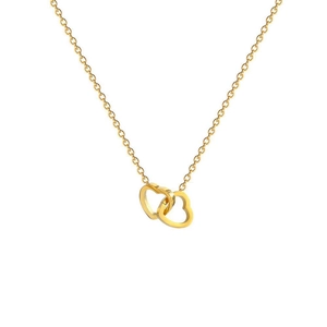 Collier Pendentif Cœurs Entrelacés Acier Inoxydable Double Cœur Creux Bijoux Mode Élégants Pour Femmes Cadeau
