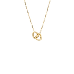 Élégant collier en acier titane doré avec pendentifs cœurs évidés entrelacés