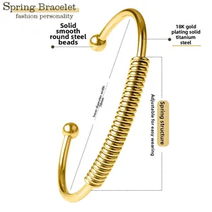 Detailed view showing 58mm inner diameter of the stainless steel spring bracelet