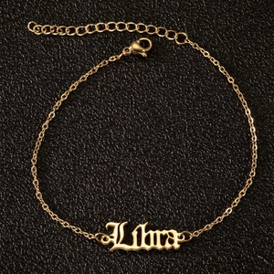 Edelstahl Gotik Tierkreiszeichen Buchstaben Fußkettchen Für Damen Gold Silber Plattiert Boho Strand Schmuck Accessoire
