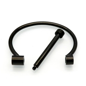 Black stainless steel horseshoe shackle bracelet with 18K gold plated screw closure