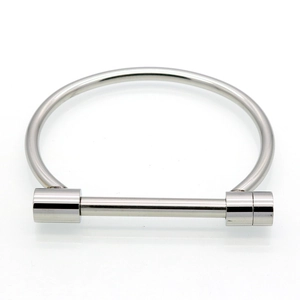 Minimalist stainless steel horseshoe D-shackle bracelet with screw bar for men and women