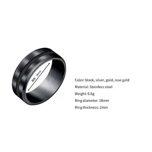 Brushed stainless steel band ring in four colors with 18mm diameter product specs