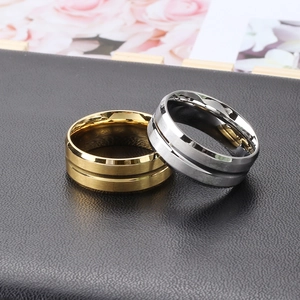 Stainless Steel Ring Brushed Matte Surface Polished Center Groove Hip Hop Niche Design Jewelry For Men Women Unisex