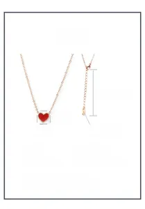 Dettagli della collana con pendente a cuore rosso in oro rosa con dimensioni