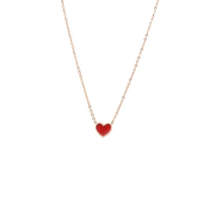 Collana in acciaio inossidabile placcato oro 18K con ciondolo a cuore rosso e perline
