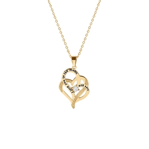 Collana Con Pendente A Cuore In Acciaio Inossidabile Inciso I Love You To The Moon And Back Zircone Gioiello Romantico Per Donne