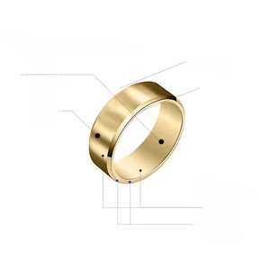 Detailed technical diagram of 8mm gold ring showing matte surface and polished edges