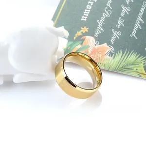 Macro shot of 18k gold plated ring with brushed finish and polished inner band