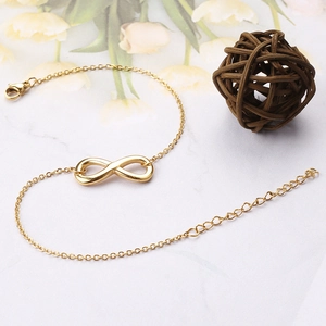 Elegant 18k gold infinity anklet made of stainless steel with adjustable lobster clasp