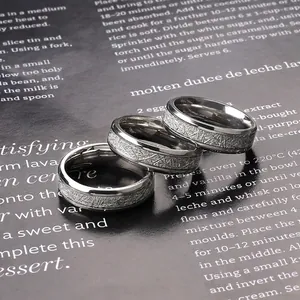 Polished 18k gold and silver stainless steel rings with brushed meteorite texture surface