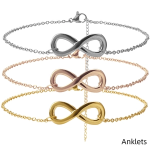 Infinity Symbol Anklet Stainless Steel Minimalist Adjustable Summer Beach Foot Jewelry For Women Gold Plated Simple