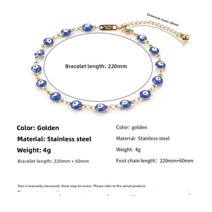 Schema dimensioni cavigliera Evil Eye lunghezza 220mm con estensione di 60mm