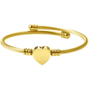 Bracelet Jonc Initial Coeur Acier Inoxydable Câble Ajustable Bijoux De Mode Minimalistes Cadeau Femmes