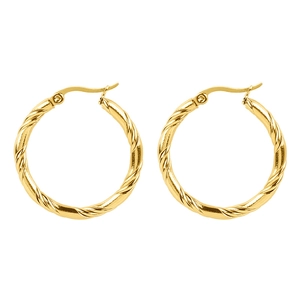 Stainless Steel Twisted Rope Hoop Earrings For Women Braided Geometric Fashion Jewelry High Polish