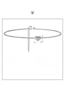 Detailed size chart of stainless steel heart anklet with 10x8mm heart pendant dimensions