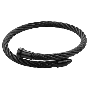 Bracelet Jonc Ouvert Clou Câble Torsadé Acier Titane Bijoux Main Punk Gothique Minimaliste Pour Femmes Hommes