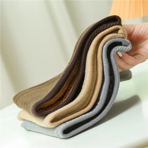 Winter thermal knit neck warmer with thick fleece lining in brown and grey tones