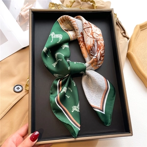 Elegant Square Scarf Zebra Animal Print Imitation Satin Satin Handkerchief Retro Headscarf For Women Color Block