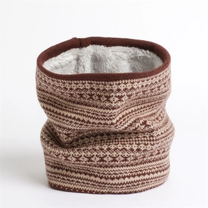 Scaldacollo Invernale a Maglia Fair Isle per Uomo Donna Fodera in Pile Ispessito Sciarpa Jacquard Geometrica Scaldacollo Termico da Esterno