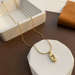Lucky Number Seven Pendant Necklace Gold Stainless Steel Snake Chain Minimalist Delicate Clavicle Jewelry For Women