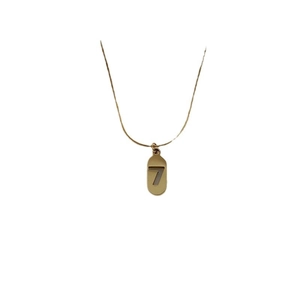 Gold titanium steel necklace featuring a lucky number 7 pendant and snake chain style
