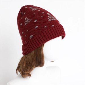Beanie Hat Knitted Christmas Tree Snowflake Pattern Warm Fleece Lined Winter Outdoor Cute Jacquard Skull Cap Adult Unisex