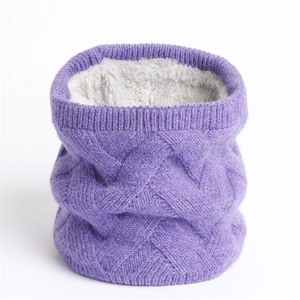 Tour de cou en tricot violet avec doublure polaire épaisse pour chaleur hivernale
