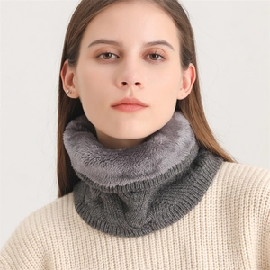 Tour de cou en tricot torsadé gris pour homme et femme avec doublure polaire chaude