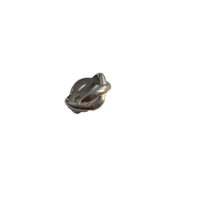 Minimalist multi-layer silver twisted metal ring with overlapping design on white background