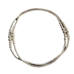 Collier de perles vintage français double rang avec perles de tailles dégradées