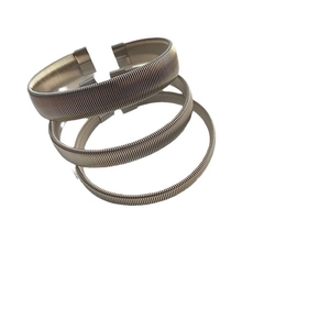 Three-piece set of silver titanium steel spring bracelets with adjustable minimalist design
