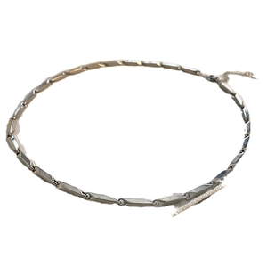 Minimalist titanium steel geometric necklace with rhombic link chain for women