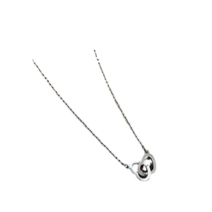 Silver titanium steel necklace featuring minimalist interlocking double ring pendants