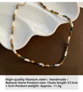 Détails du collier en pierres naturelles avec chaîne en acier titane de 37,5 cm de long