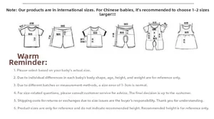 Guide des tailles détaillé pour robes d'été bébé fille incluant poitrine et longueur