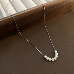 Collana Minimalista In Acciaio Inossidabile Con Perla Artificial Di Conchiglia Delicata Catena Per Clavicola Gioielli Di Moda Per Donna