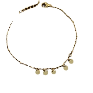 Eleganter Gold-Fußkettchen aus Titan mit fünf minimalistischen runden Paillettenanhängern