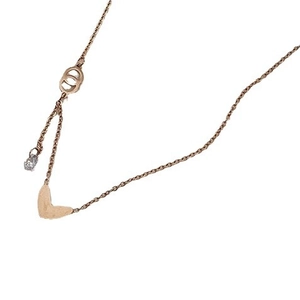 Rose gold heart pendant necklace with zircon and double C logo on a minimalist chain