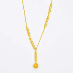 Collier Y en acier titane avec boule dorée mate bijou minimaliste pour femmes