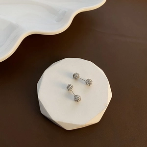 Luxury Zircon Ball Stud Earrings With 925 Sterling Silver Earring Post Copper Screw Back Barbell Jewelry For Women