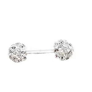 Luxury 925 silver barbell stud earring featuring brilliant pave zircon stone balls