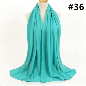 Detail view of the mint green chiffon hijab showing light texture and drape on a mannequin