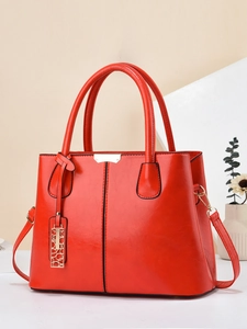 Fashion Tote Handbag PU Leather Large Capacity Shoulder Crossbody Bag With Gold Hardware Hollow Pendant For Women Daily